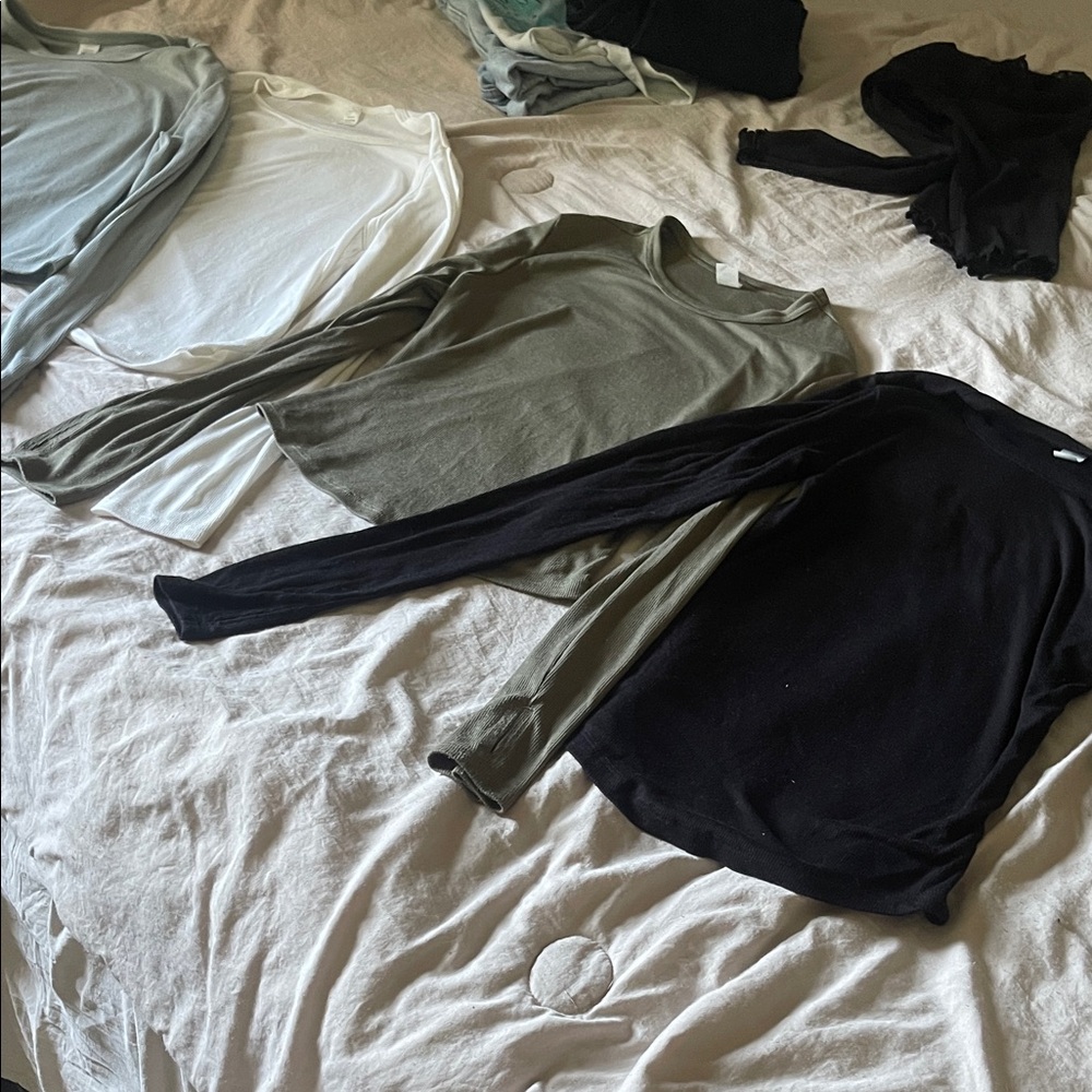 Old Navy Long Sleeve Tees - White, Olive, Black